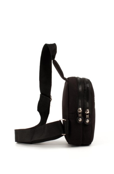 کوله پشتی و کیف سینه پارچه ای زنانه با نگهدارنده تلفن دو محفظه و بند ستونی متقاطع (20769) مردانه مشکی  ال سی وایکیکی