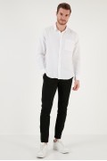 پیراهن تک جیبی نخی معمولی CF24S128229 مردانه سفید  ال سی وایکیکی