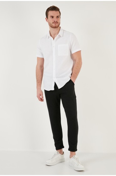 پیراهن آستین کوتاه نخی معمولی CF24S128230 مردانه سفید  ال سی وایکیکی