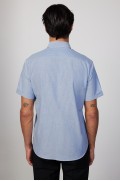 پیراهن تابستانی نیلی آستین کوتاه با یقه کوتاه و نخی راه راه مردانه نیلی  ال سی وایکیکی