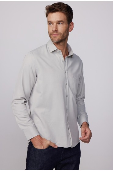 پیراهن مردانه دابی با آستین بلند کلاسیک فیت مردانه استخوانی  ال سی وایکیکی