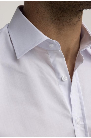پیراهن مردانه آستین کوتاه تودورز کلاسیک فیت دارای کراوات ساده مردانه سفید  ال سی وایکیکی