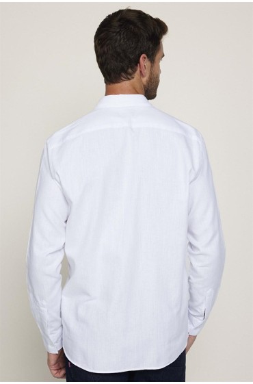 پیراهن کتان آستین بلند کلاسیک فیت ساده لوله کشی سفید مردانه سفید  ال سی وایکیکی