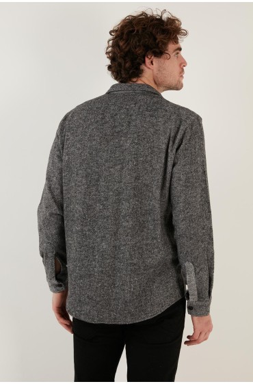 پیراهن چوبی زمستانی با زیپ دو جیب CF21W112925 مردانه خاکستری  ال سی وایکیکی