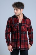 پیراهن چوب بری زمستانی یقه خز MAR 4223 مردانه قرمز  ال سی وایکیکی