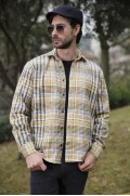 پیراهن چوبی زمستانی با طرح معمولی نخی طرح دار 5896601 مردانه رنگ زرد  ال سی وایکیکی