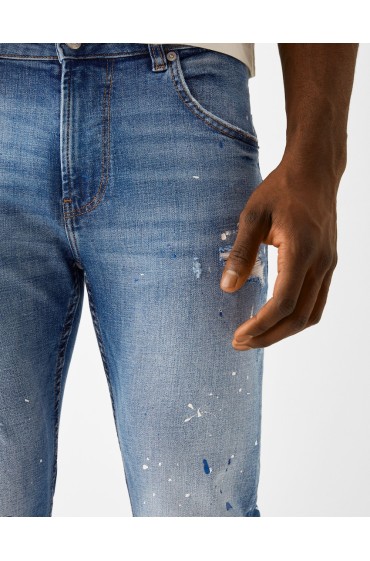 شلوار جین تنگ را پاشیده است مردانه آبی برشکا