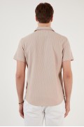 پیراهن آستین کوتاه یقه باز ترکیبی نخی CF24S115882 مردانه استخوانی  ال سی وایکیکی