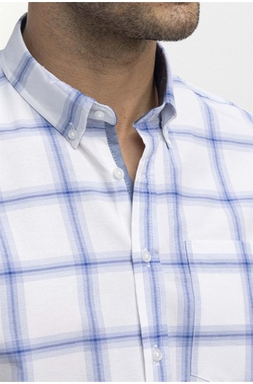 پیراهن مردانه یقه دکمه دار آستین کوتاه کلاسیک متناسب مردانه سفید  ال سی وایکیکی