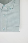 پیراهن تابستانی آستین کوتاه تک جیب با بافت آکسفورد با یقه نعنایی اورسایز مردانه سبز نعنایی  ال سی وایکیکی