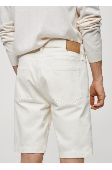 شلوار جین برمودا با فیت معمولی مردانه رنگ سفید منگو