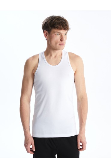 زیر پیراهن نخی شانه دار مردانه یقه دوتایی مردانه سفید نوری  ال سی وایکیکی