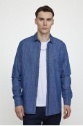 پیراهن تک جیبی راحت کلاسیک شلوار جین آبی سرمه ای مردانه آبی سرمه ای  ال سی وایکیکی