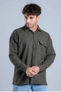 پیراهن بافتنی تک جیبی اورسایز MAR Over22 مردانه خاکی  ال سی وایکیکی