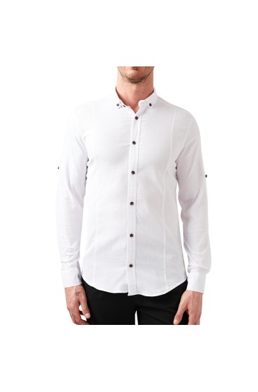 پیراهن نخی یقه دکمه ای CF21S113008 مردانه سفید  ال سی وایکیکی