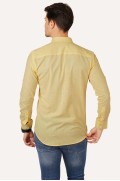 پیراهن کتان سه دکمه یقه زرد با جعبه کادو مردانه رنگ زرد  ال سی وایکیکی
