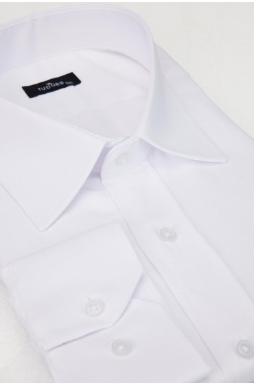پیراهن مردانه سفید کتان دابی اورسایز جای کراوات آهنی آسان مردانه سفید  ال سی وایکیکی