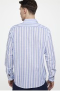 پیراهن یقه‌ای با دکمه‌های کلاسیک و یقه‌دار نخی و آبی مردانه مشکی  ال سی وایکیکی