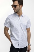 پیراهن سفید مردانه یقه اسپرت طرح گرافیکی با آستین کوتاه کلاسیک متناسب مردانه سفید  ال سی وایکیکی