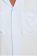 پیراهن اسپرت یقه باز پارچه ای راحت آستین کوتاه ویسکوز Tudors Relax Fit مردانه آبی  ال سی وایکیکی