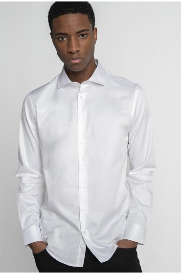 پیراهن سفید مردانه ممتاز 100% کتان ساتن اسلیم فیت مردانه سفید  ال سی وایکیکی