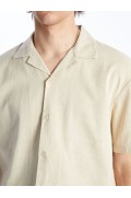 پیراهن مردانه آستین کوتاه پوپلین ساده مردانه رنگ بژ  ال سی وایکیکی