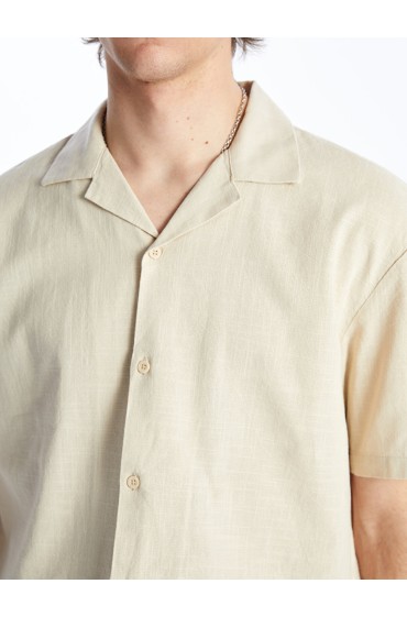 پیراهن مردانه آستین کوتاه پوپلین ساده مردانه رنگ بژ  ال سی وایکیکی