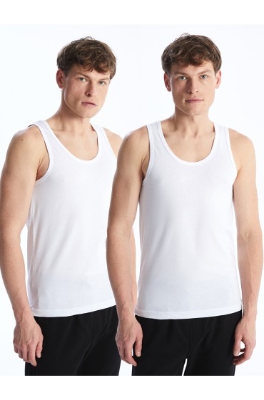 زیر پیراهن نخی شانه دار مردانه یقه دوتایی مردانه بوکس سفید  ال سی وایکیکی