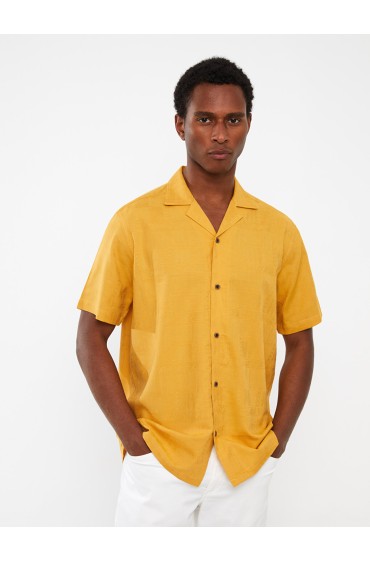 پیراهن آستین کوتاه مردانه ساده مردانه چاپ نارنجی پاستلی  ال سی وایکیکی