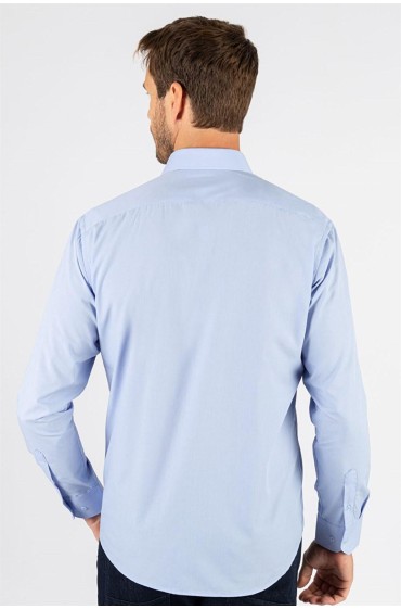 پیراهن ساده مردانه آبی ساده و نخی کلاسیک فیت مردانه آبی  ال سی وایکیکی