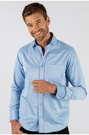 پیراهن آبی مردانه ساده و نخی کلاسیک مردانه آبی  ال سی وایکیکی