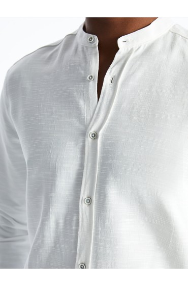 پیراهن مردانه پوپلین آستین بلند ساده مردانه بوکس سفید  ال سی وایکیکی