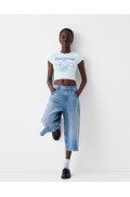 تیشرت آستین کوتاه با چاپ سینامورول زنانه آبی کمرنگ برشکا