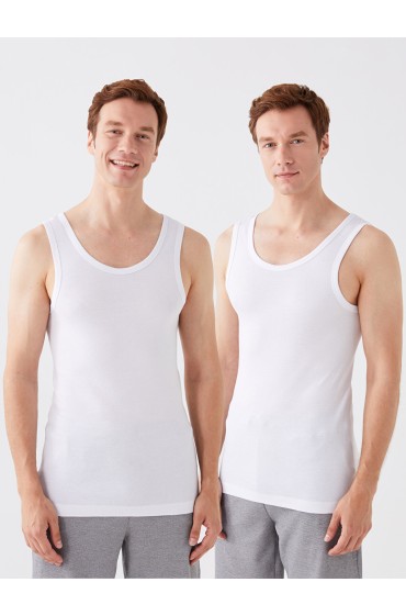 زیر پیراهن نخی شانه دار مردانه یقه دوتایی مردانه سفید نوری  ال سی وایکیکی