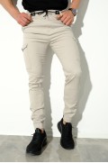 شلوار پارچه ای جیبدار مردانه لیکرا N191 با کمر و پاهای کشی مردانه استخوانی  ال سی وایکیکی