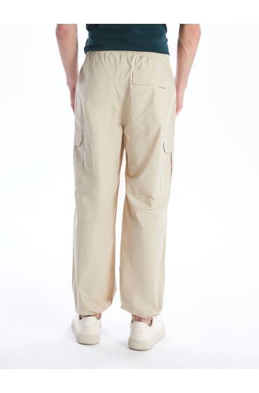 شلوار پارچه ای جیبدار فیت مردانه راحت مردانه رنگ بژ  ال سی وایکیکی