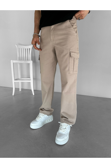 شلوار پارچه ای جیبدار باگی فیت بژ مردانه رنگ بژ  ال سی وایکیکی