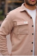 پیراهن پشمی ساده جیبی XC U 201 مردانه قهوه ای  ال سی وایکیکی