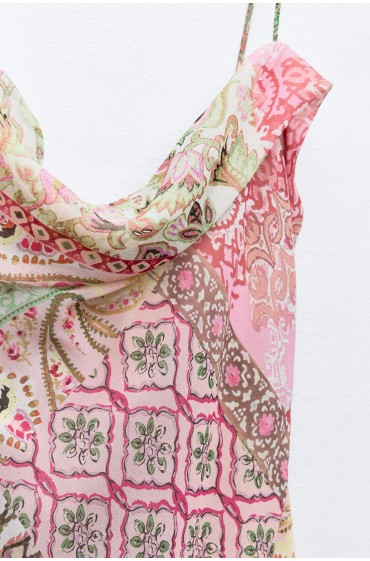 PATCHWORK PRINT SLIP DRESS زنانه چند رنگ زارا