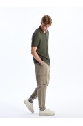 شلوار پارچه ای جیبدار فیت مردانه راحت مردانه خاکی روشن  ال سی وایکیکی