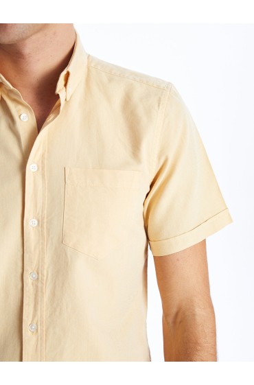 پیراهن آستین کوتاه مردانه ساده مردانه زرد مات  ال سی وایکیکی
