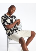پیراهن مردانه ویسکوز با مدل آستین کوتاه ساده مردانه چاپ سفید  ال سی وایکیکی