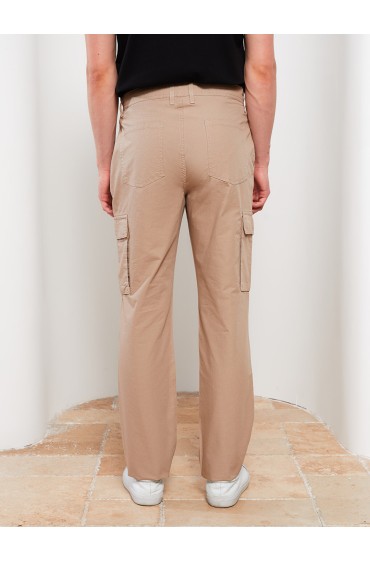 شلوار پارچه ای جیبدار مردانه گاباردین راحت مردانه رنگ بژ  ال سی وایکیکی
