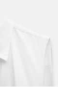 لباس شب با یقه پیراهنی پاپلین گره دار جلو دکمه زنانه سفید زارا