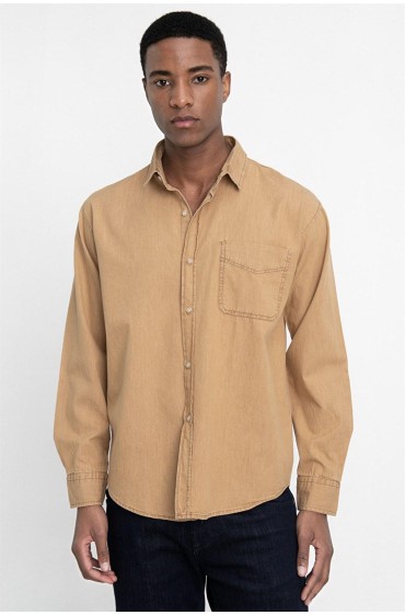 پیراهن مردانه شلوار جین تک جیبی با فیت راحت Relax Fit مردانه قهوه ای  ال سی وایکیکی