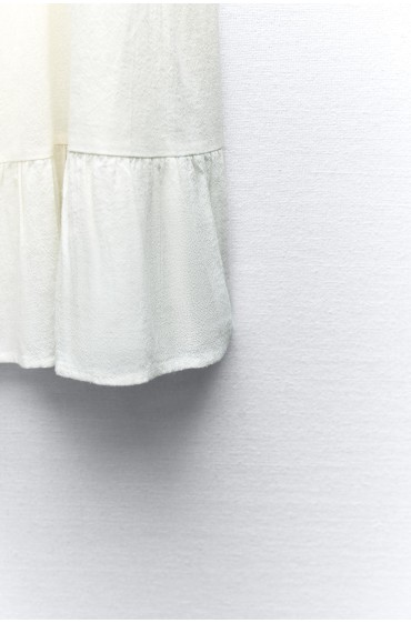 لباس شب کوتاه پله دار ساده زنانه سفید زارا