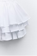 لباس شب دکلته کوتاه با روفل زنانه سفید زارا