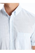 پیراهن مردانه با طرح آستین کوتاه ساده مردانه راه راه آبی  ال سی وایکیکی