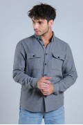 پیراهن چوب بری زمستانی دو جیب MAR 4221 مردانه خاکستری  ال سی وایکیکی