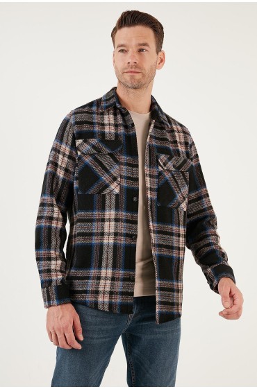 پیراهن جامبرجک زمستانی دو جیب معمولی CF24W127159 مردانه نیلی  ال سی وایکیکی